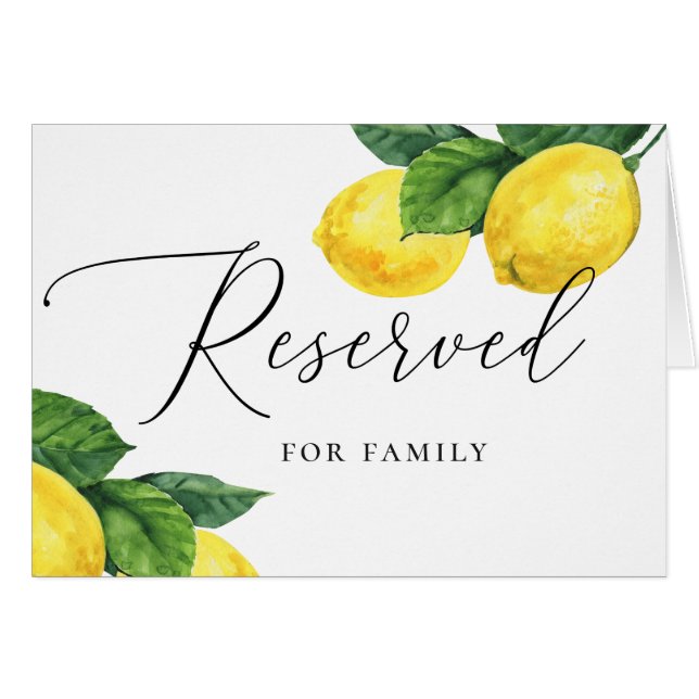 Amalfi Lemon Wedding | Rustic Citrus Reserved Sign Cards (Front Horizontal)