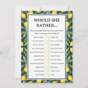 Amalfi Lemon Would She Rather Bridal Shower Game Invitation