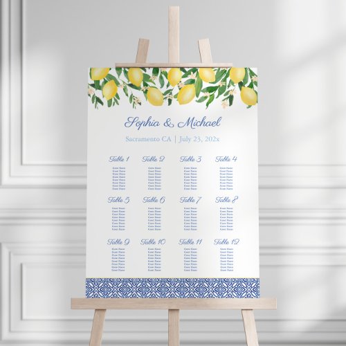 Amalfi Lemons 12 Tables Wedding Seating Chart Foam Board