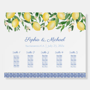 Amalfi Lemons 5 Tables Wedding Seating Chart Foam Board