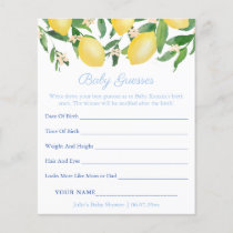 Amalfi Lemons Baby Predictions Shower Game Card