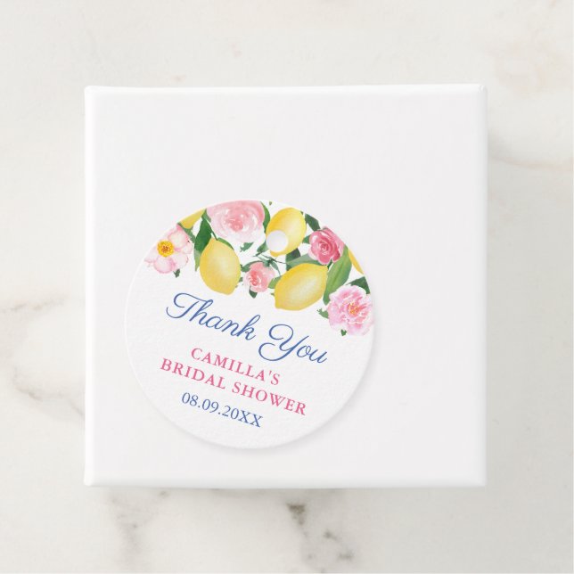 Amalfi Lemons Blue Tile Baby or Wedding Shower Favor Tags (In Situ)