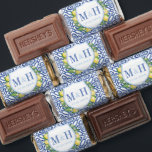 Amalfi Lemons Blue White Tile Wedding Logo Hershey Hershey's Miniatures<br><div class="desc">This classic design features a simple and elegant couples crest monogram surrounded by watercolor lemons,  leaves and blossoms,  with blue and white vintage tile print background.</div>