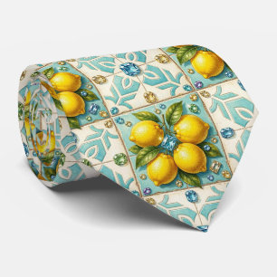 Amalfi Lemons Faux Silk Luxury Designer Style Neck Tie
