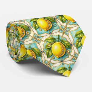 Amalfi Lemons Faux Silk Luxury Designer Style Neck Tie