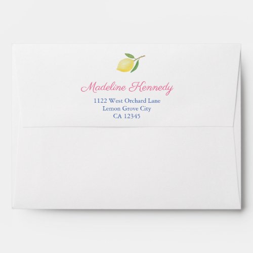 Amalfi Lemons Vibrant Pink Return Address Envelope