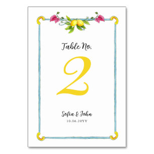 Amalfi lemons wedding table number
