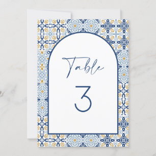 Amalfi Mediterranean Blue Tile Table Number