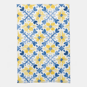 Amalfi Mediterranean Blue Tiles Kitchen Towel