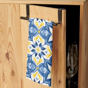 Amalfi Mediterranean Blue Tiles Kitchen Towel