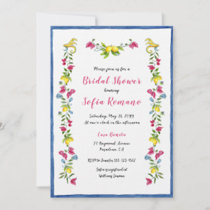 Amalfi Mediterranean Floral Bridal Shower Invitation