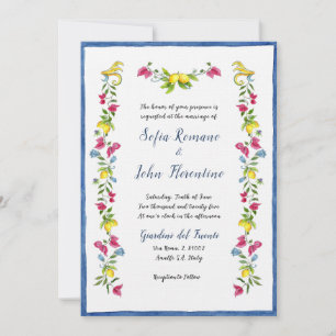 Amalfi Mediterranean Garden floral Wedding Invitation