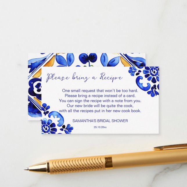 Amalfi Mediterranean Italian themed recipe card (Front/Back In Situ)