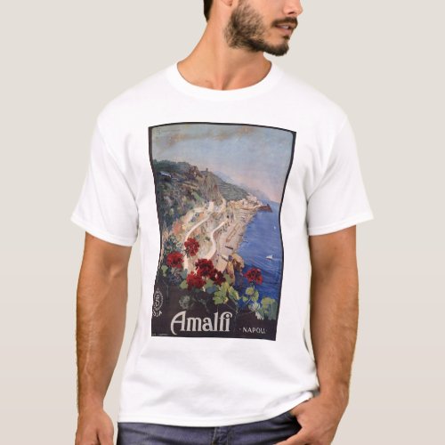 Amalfi Napoli Italy Vintage Italian Travel Poster T_Shirt
