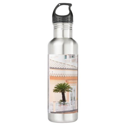 Amalfi Pastel Palm View 1 travel wall art Stainless Steel Water Bottle