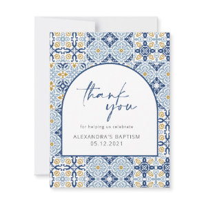 Amalfi Positano Mediterranean Blue Tile Thank You Card