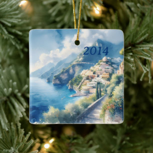 Amalfi Positano Romantic Travel Anniversary Gift Ceramic Ornament
