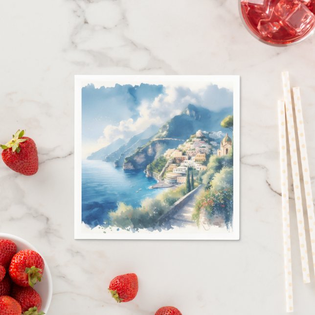 Amalfi Positano Romantic Travel Anniversary Gift Napkins (Insitu)