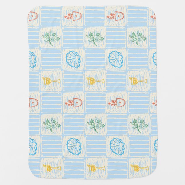 Amalfi style seamless pattern baby blanket (Front)