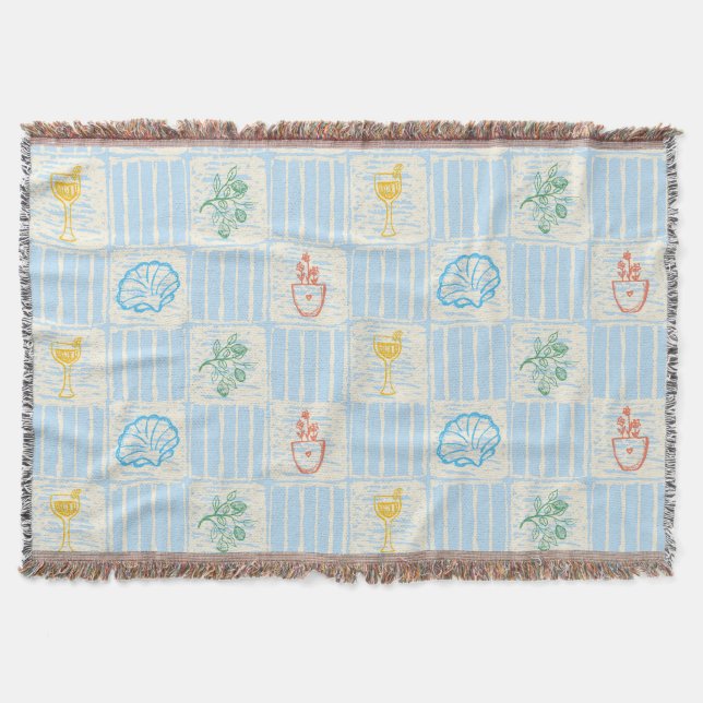 Amalfi style seamless pattern throw blanket (Front)