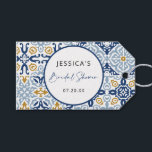Amalfi Tile Blue Yellow Bridal Shower Gift Tags<br><div class="desc">Can be customized to suit your needs.
© Gorjo Designs. Made for you via the Zazzle platform. 

// Need help customizing your design? Got other ideas? Feel free to contact me (Zoe) directly.</div>