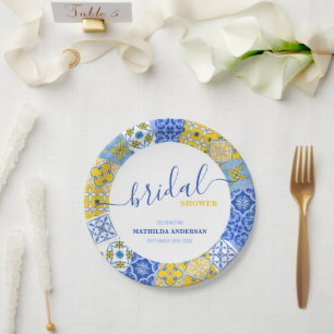 Amalfi Tile Bridal Shower Brunch Bubbly Paper Plates