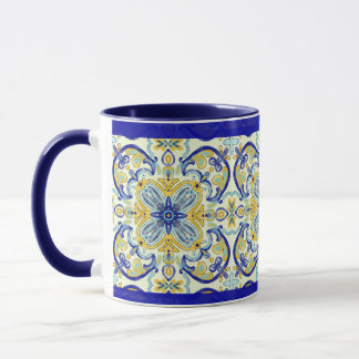 Amalfi Tile Mug Yellow Blue Teal