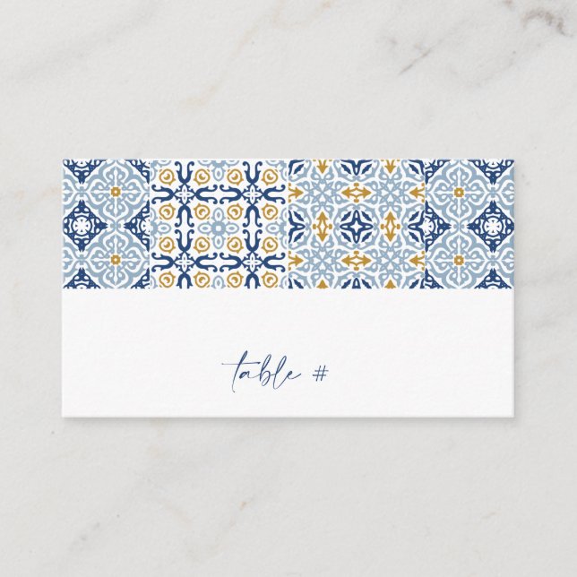Amalfi Tile Summer Flat Place Card (Front)