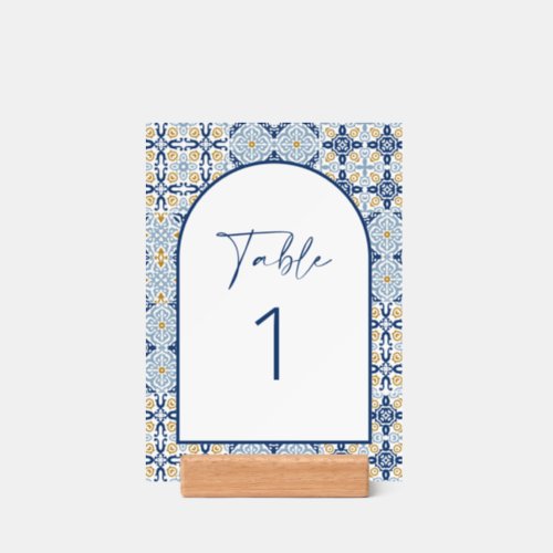Amalfi Tile Table Numbers with Wooden Stand