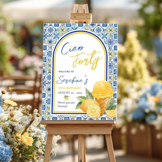 Amalfi Tiles Italian Summer 40th Birthday Party Foam Board (Creator Uploaded)