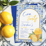 Amalfi Tiles Italian Summer 40th Birthday Party Invitation<br><div class="desc">A 40th birthday party invitation with an Italian theme featuring a chic arch frame and Mediterranean tile patterns in blue,  white,  and yellow with citrus lemon gelato illustrations,  reminding you of a summer holiday in southern Italy. Feel free to message me if you need any help with customization.</div>