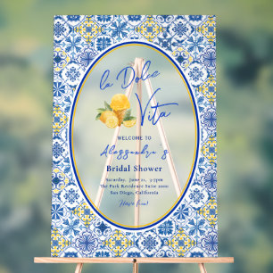 Amalfi Tiles Italian Summer Bridal Shower Acrylic Sign