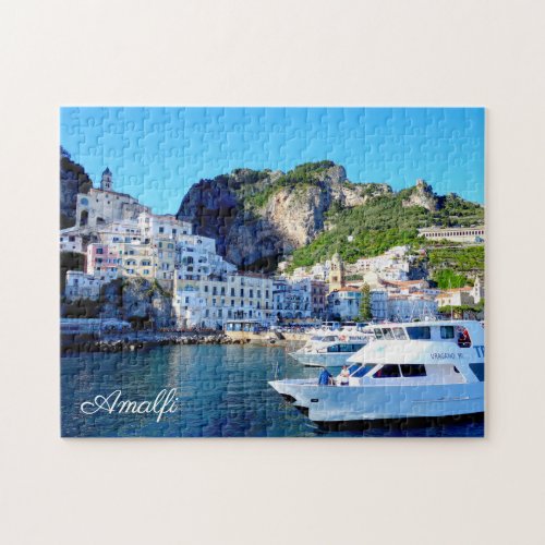 Amalfi town harbor Italian Coast Italy scenery Jigsaw Puzzle