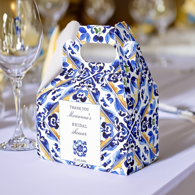 Amalfi Vietri blue tile bridal shower favors Favor Boxes (Amalfi Vietri blue tile bridal shower favors personalized Favor Box Mediterranean themed favor boxes)
