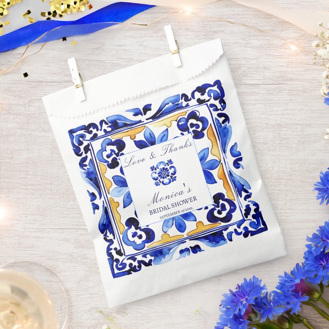 Amalfi Vietri Italian blue tiles bridal shower Favor Bag (Amalfi Vietri Italian blue tiles bridal shower Favor Bag)