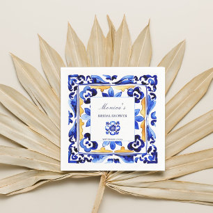 Amalfi Vietri Italian blue tiles bridal shower Napkins