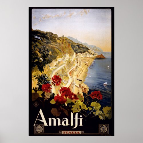 Amalfi Vintage Italian Travel Poster