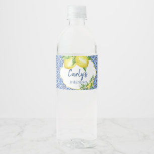 Amalfi Watercolor Lemon shower Water Bottle Label