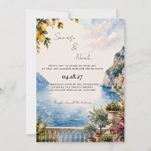 Amalfi Watercolor Mediterranean Wedding Invitation