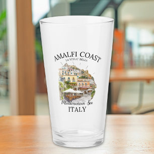 Amalfi Watercolor Travel Art Print Glass
