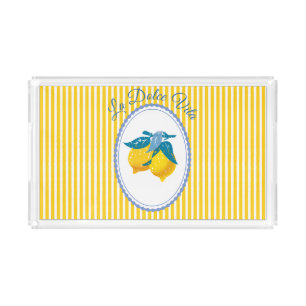 Amalfi Yellow Lemons Mediterranean Style Acrylic Tray
