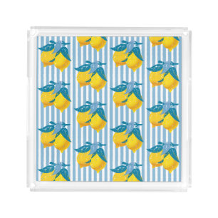 Amalfi Yellow Lemons Mediterranean Style Acrylic Tray