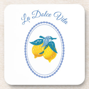 Amalfi Yellow Lemons Mediterranean Style Beverage Coaster