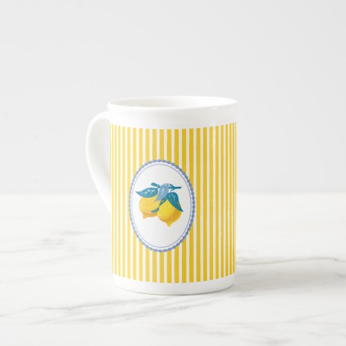 Amalfi Yellow Lemons Mediterranean Style Bone China Mug