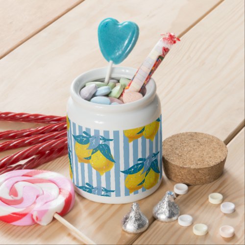 Amalfi Yellow Lemons Mediterranean Style Candy Jar