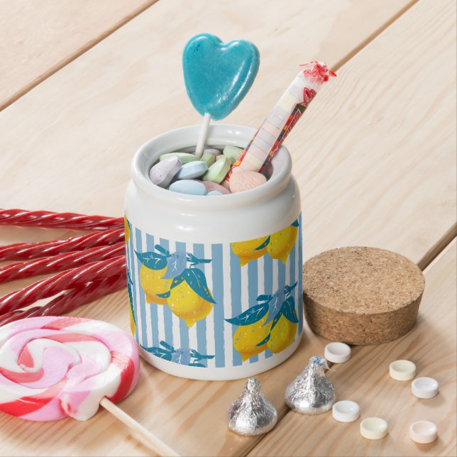Amalfi Yellow Lemons Mediterranean Style Candy Jar (In Situ)