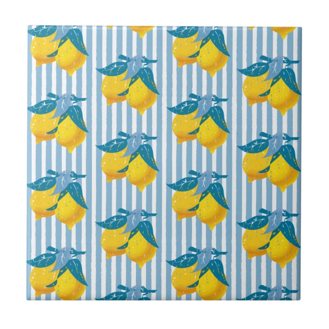 Amalfi Yellow Lemons Mediterranean Style Ceramic Tile (Front)