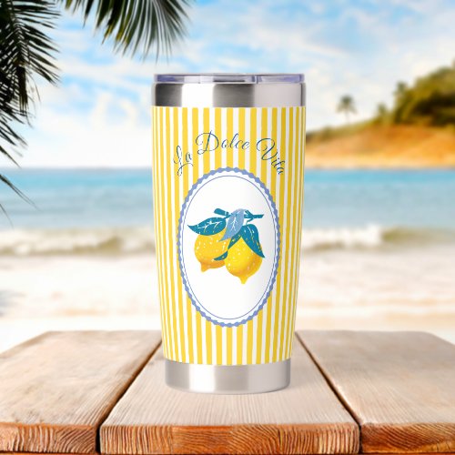 Amalfi Yellow Lemons Mediterranean Style Insulated Tumbler
