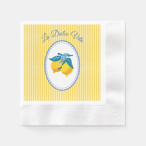 Amalfi Yellow Lemons Mediterranean Style Napkins