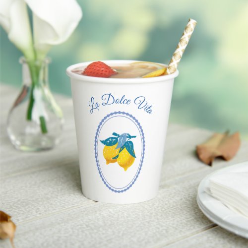 Amalfi Yellow Lemons Mediterranean Style Paper Cups